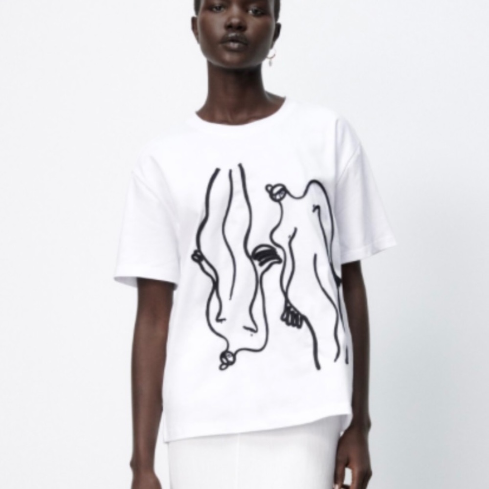 Zara T-Shirt with Black Design